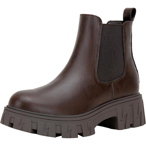 🆕Women's Chelsea Lug Sole-9620- Synthetic leather Ankle Elastic Band Boots - Picture 2 of 10